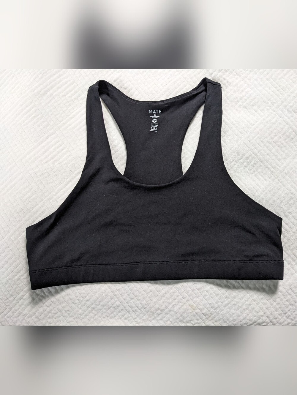 MATE the label 2xl Women’s Black Solid Racerback Sports Bra organic cotton